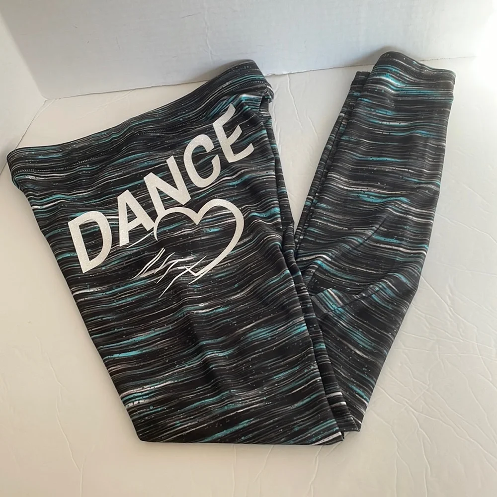 Justice Dance striped leggings  and long tee set youth size 14